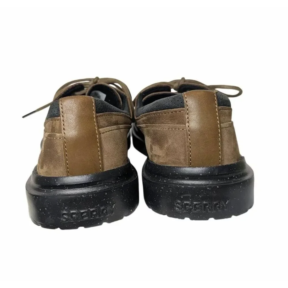 Sperry Topsider Cabo II olive brown leather oxford lace up shoe mens 11.5